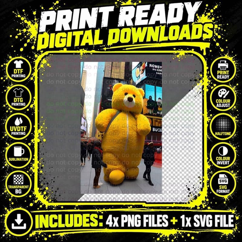 Pudsey Bear T-Shirt, Time Square Classic Png SVG Digital Bundle