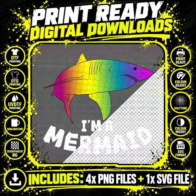 Rainbow Great White Shark T-Shirt, Ocean Biologist Gift Png SVG Digital Bundle