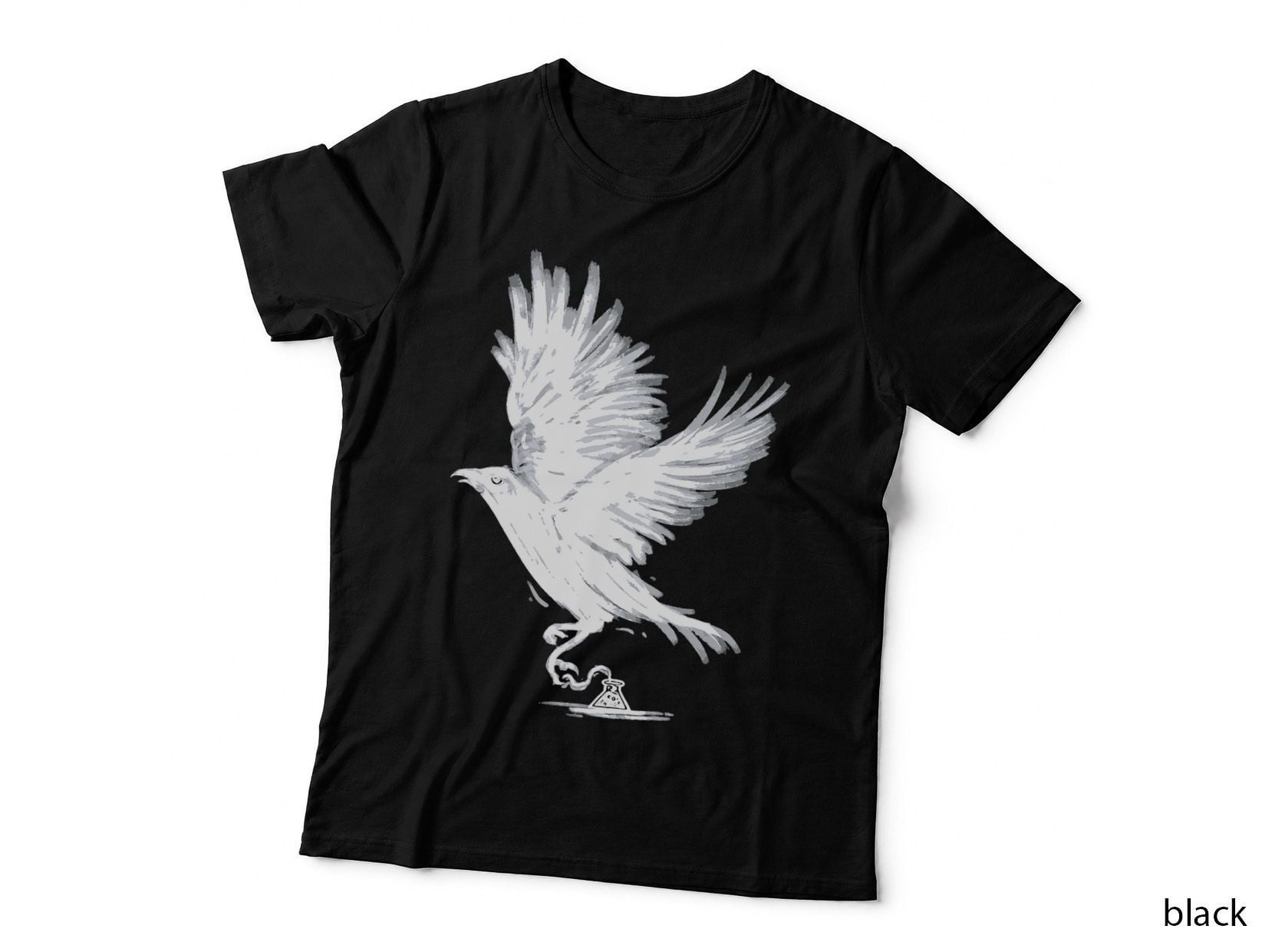 Raven Bird Crow Tattoo T-Shirt, Gothic Tattoo Style, Dark Gothic Apparel