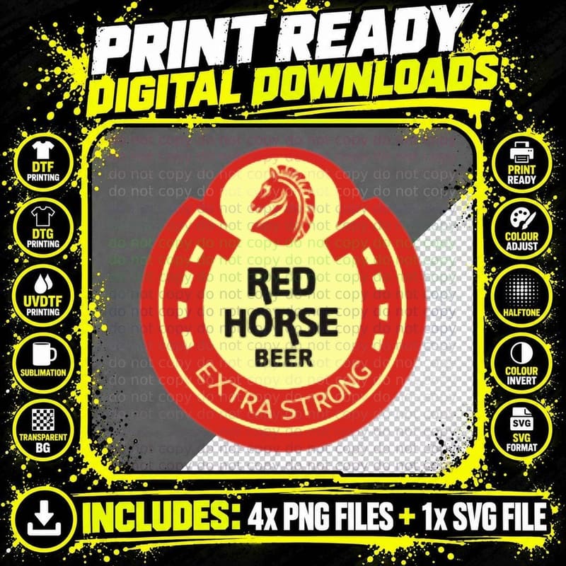 Red Horse Beer T-Shirt Png SVG Digital Bundle