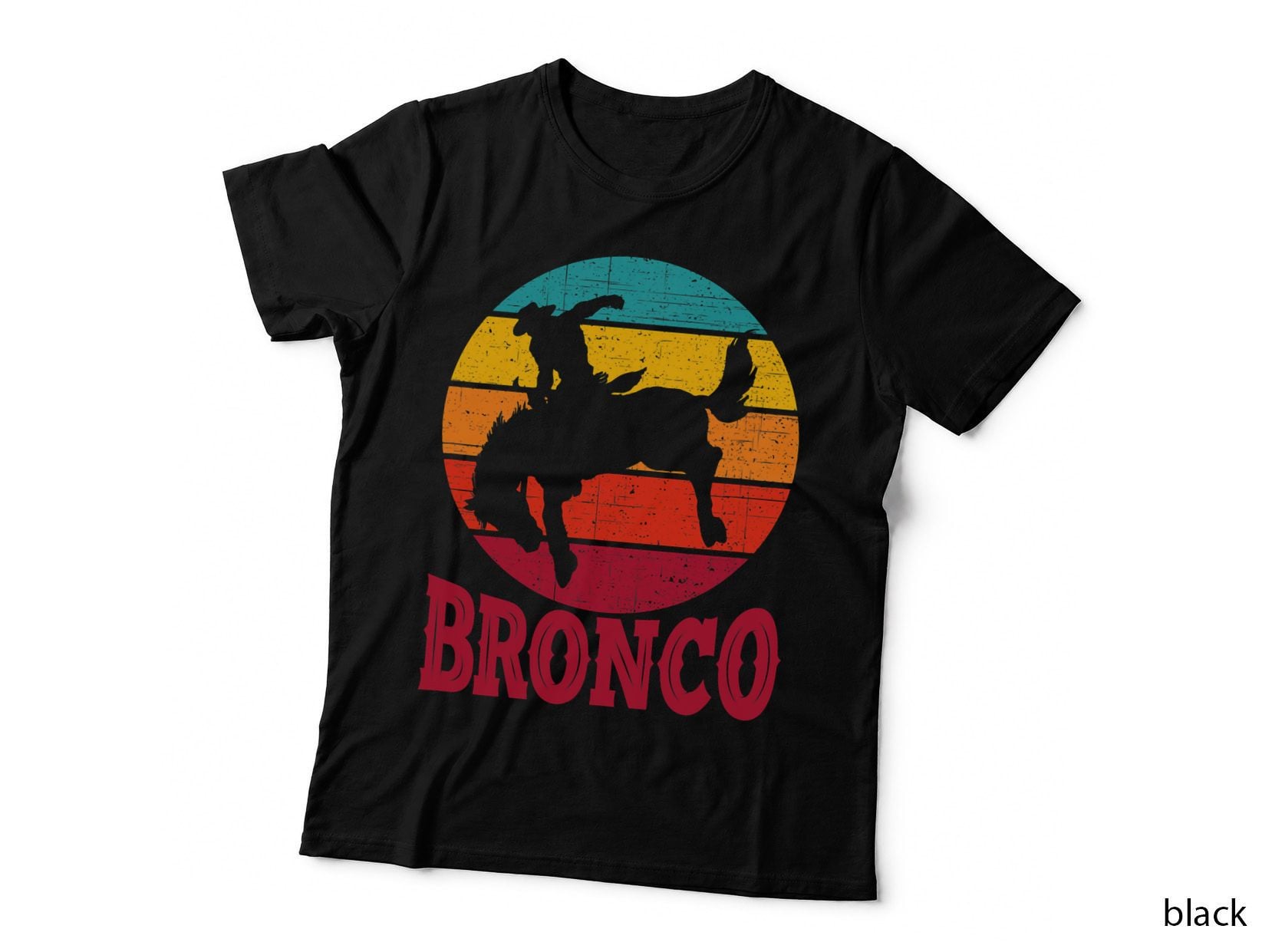 Rodeo Bucking Bronco Horse Vintage Retro Style T-Shirt