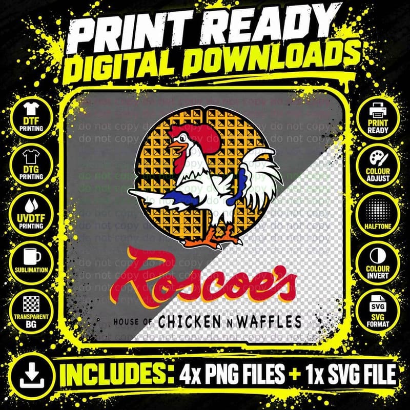 Roscoe's House of Chicken Waffles T-Shirt Png SVG Digital Bundle