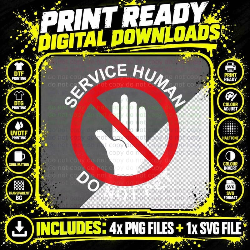 Service Human DO NOT PET with Your Service Dog Funny Png SVG Digital Bundle