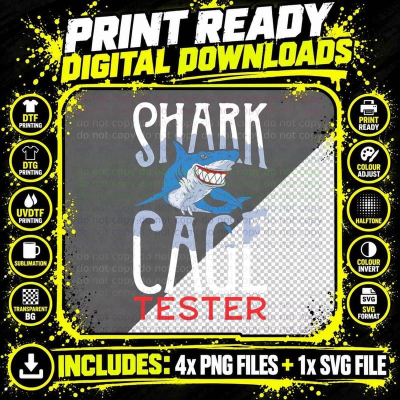 Shark Cage Tester T-Shirt, Amputee Handicapped Png SVG Digital Bundle