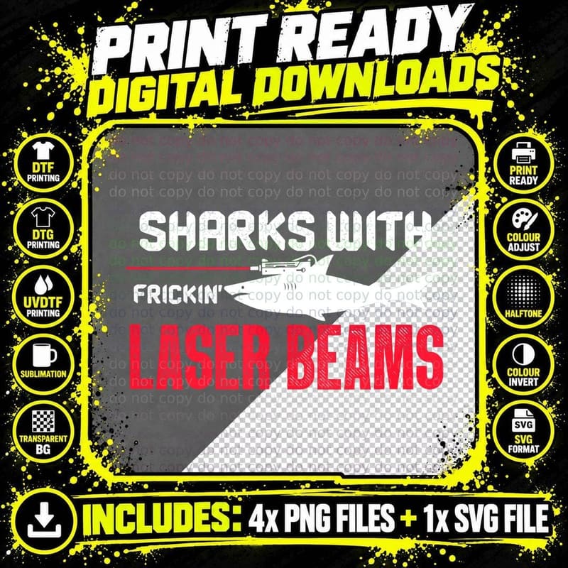 Sharks with Frickin Laser Beams Shark T-Shirt Png SVG Digital Bundle