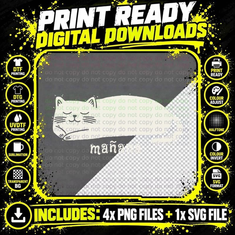 Sleeping Cat, Relax and Enjoy the Moment T-Shirt Png SVG Digital Bundle