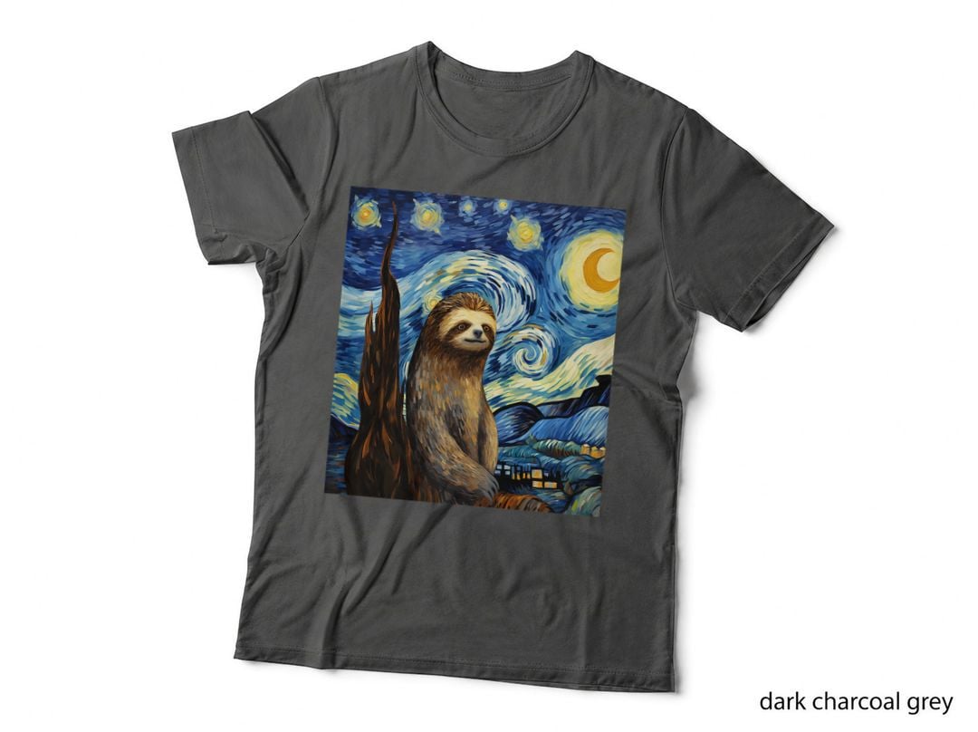Sloth Starry Night - Sloth Van Gogh - Sloth Art, Pet Lover Gift T-Shirt