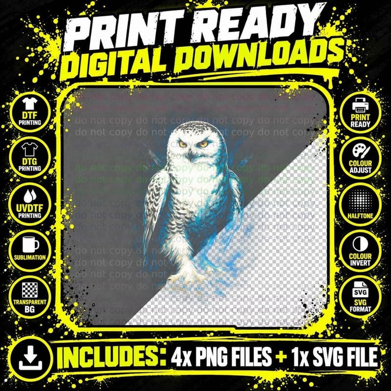 Snowy Owl T-Shirt, Birdwatching Apparel Png SVG Digital Bundle