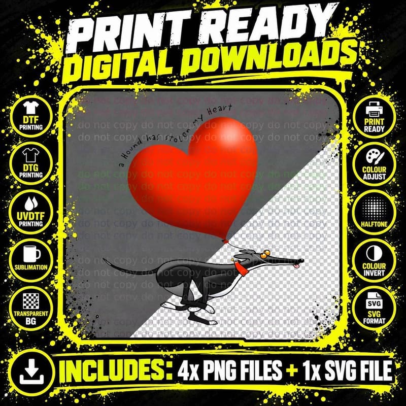Stolen Heart - Black Hound T-Shirt Png SVG Digital Bundle