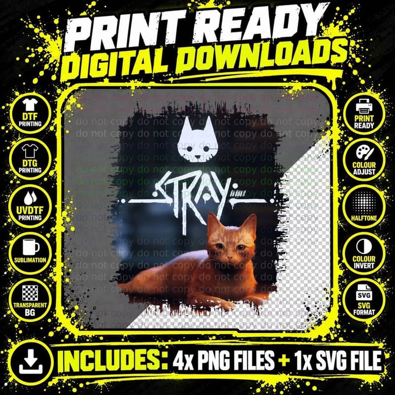 Stray Cat Game T-Shirt Png SVG Digital Bundle
