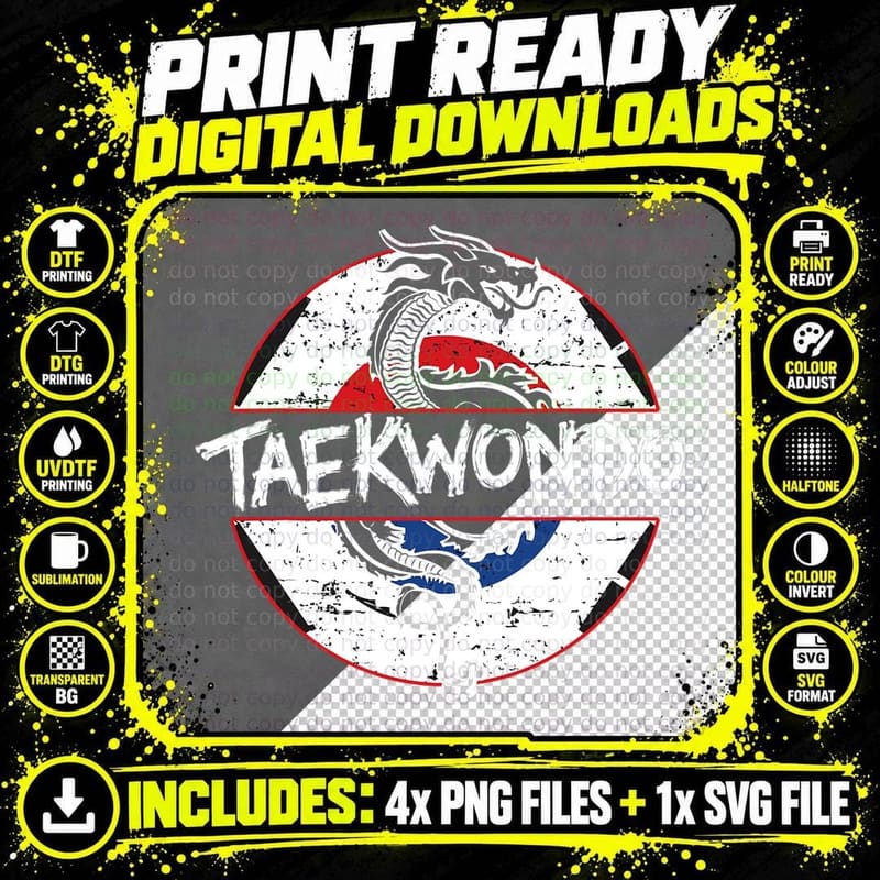 Taekwondo Dragon Korean Culture T-Shirt Png SVG Digital Bundle