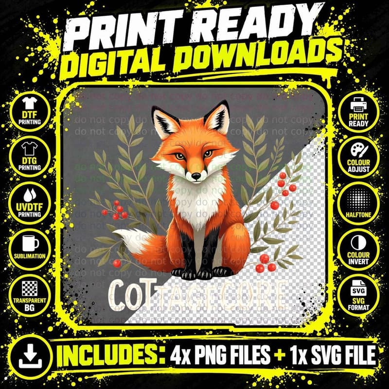 Tarot Card Cottagecore Fox Shirt, Mystic Boho Vintage Png SVG Digital Bundle