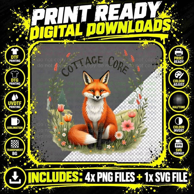 Tarot Card Cottagecore Fox Shirt, Vintage Mystic Tarot Png SVG Digital Bundle