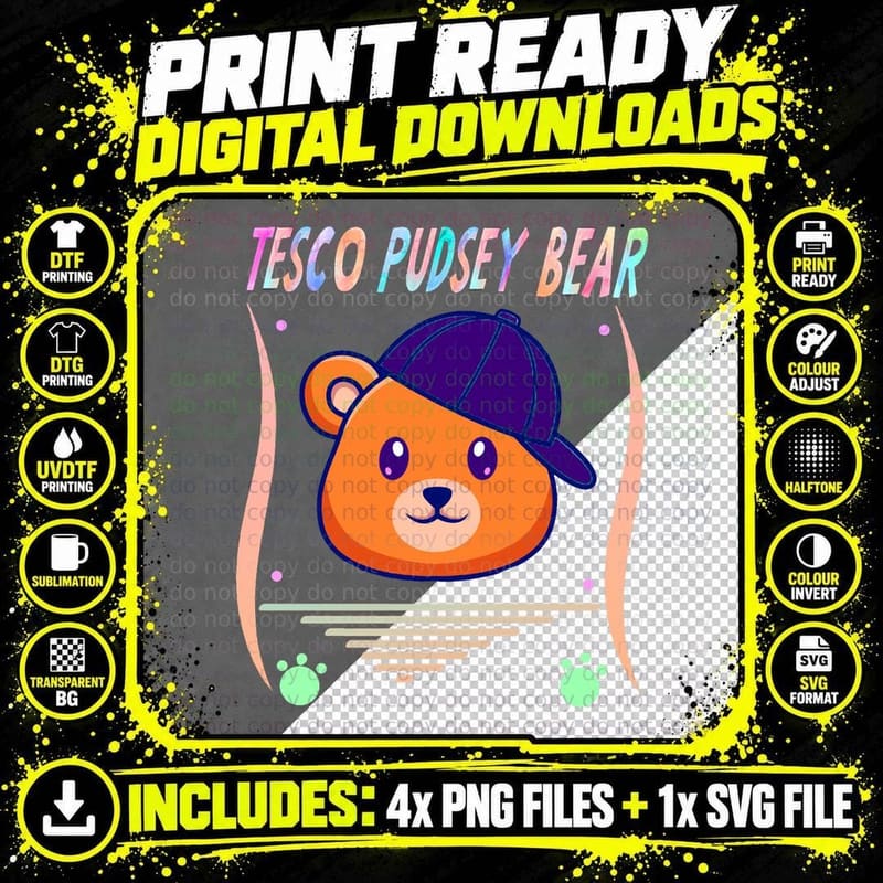 Tesco Pudsey Bear T-Shirt, Charity Awareness Png SVG Digital Bundle