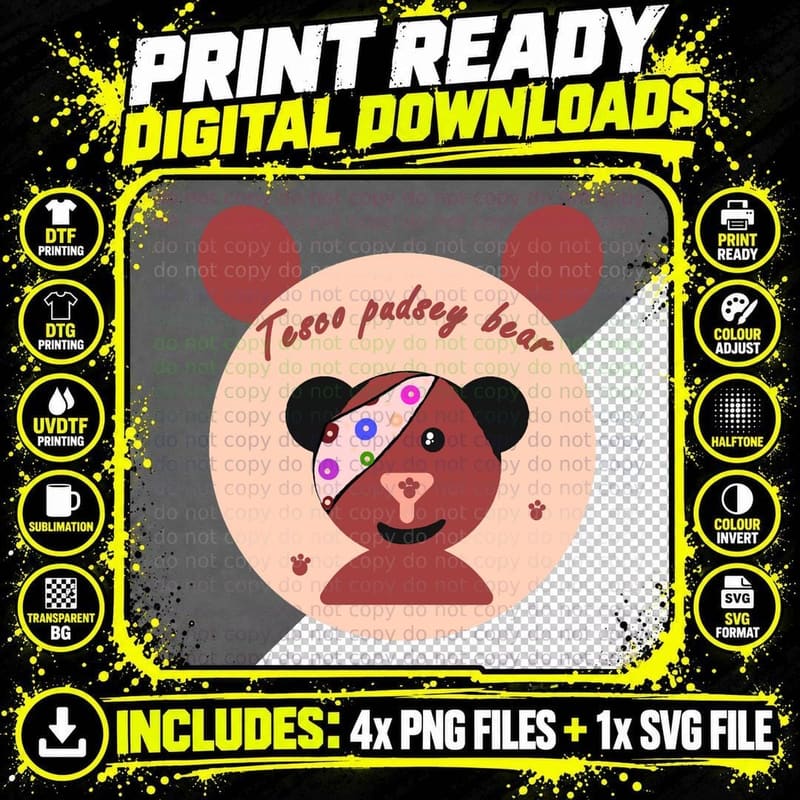 Tesco Pudsey Bear T-Shirt, Children in Need Charity Png SVG Digital Bundle