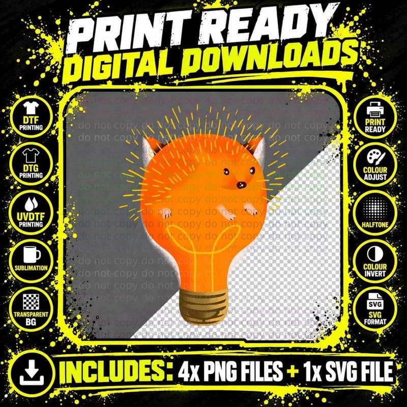 The Fox & the Hedgehog T-Shirt Png SVG Digital Bundle