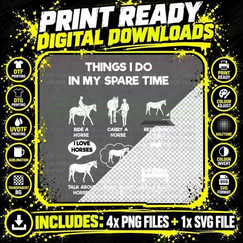 Things I Do in My Spare Time Horse T-Shirt Png SVG Digital Bundle