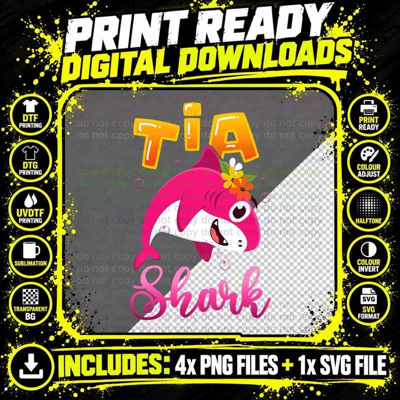 Tia Shark T-Shirt, Mexican Aunt Theme, Pet Lover Apparel Png SVG Digital Bundle