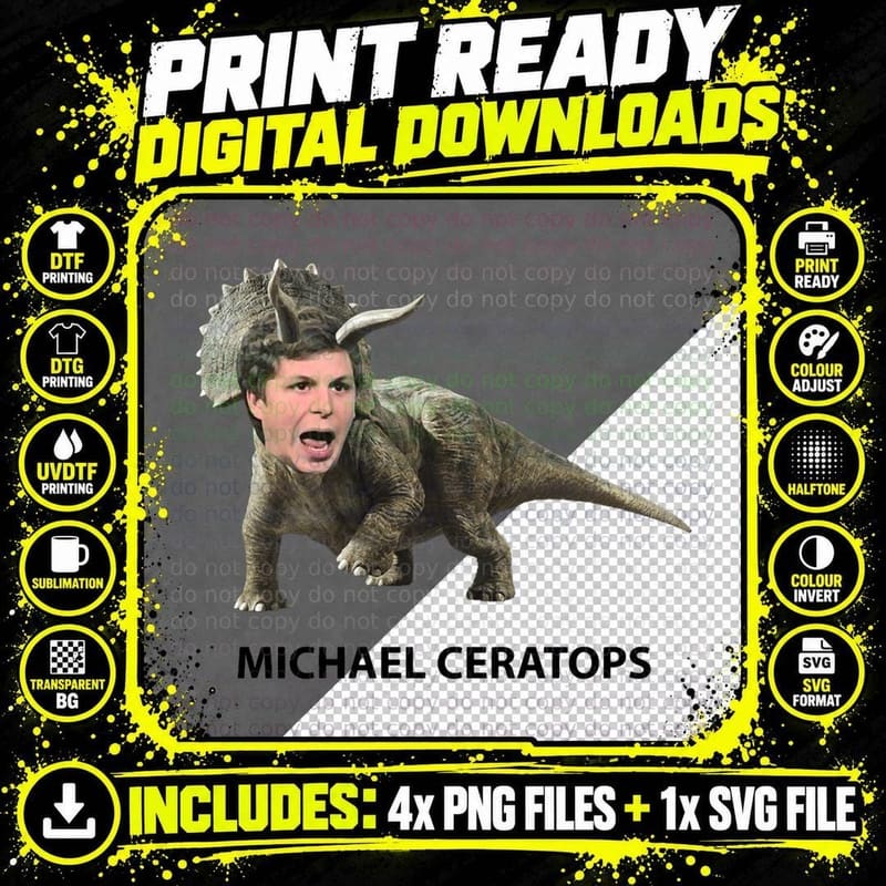 Triceratops Head T-Shirt, Jurassic Dinosaur Print Png SVG Digital Bundle