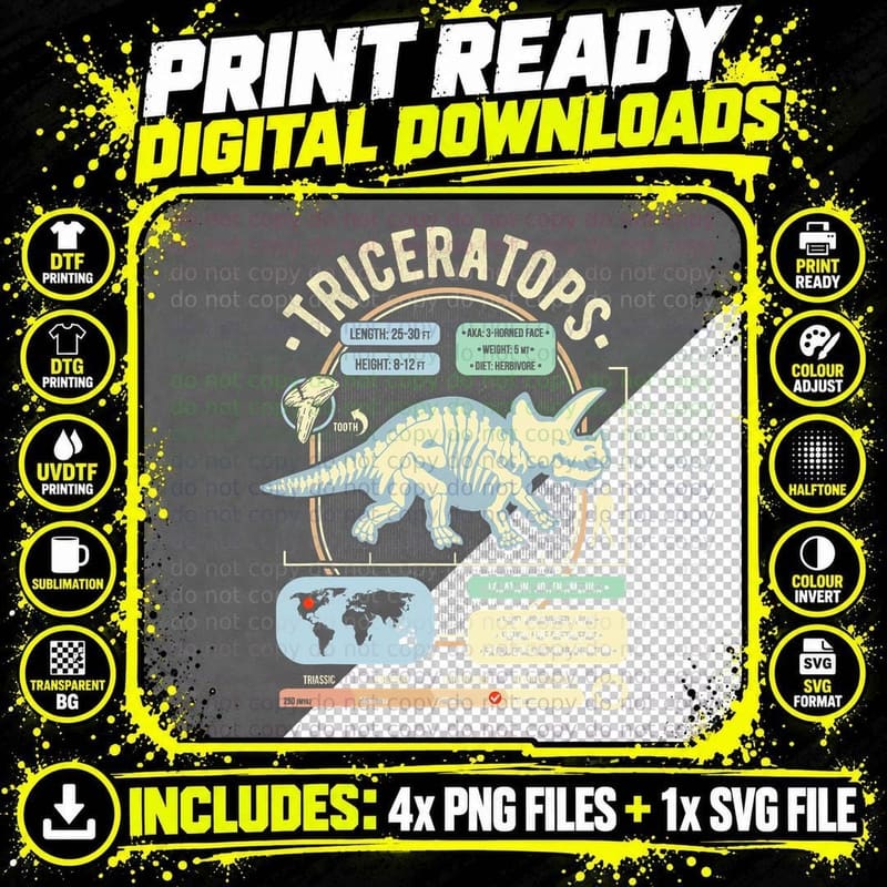 Triceratops Science & Anatomy Gift T-Shirt Png SVG Digital Bundle