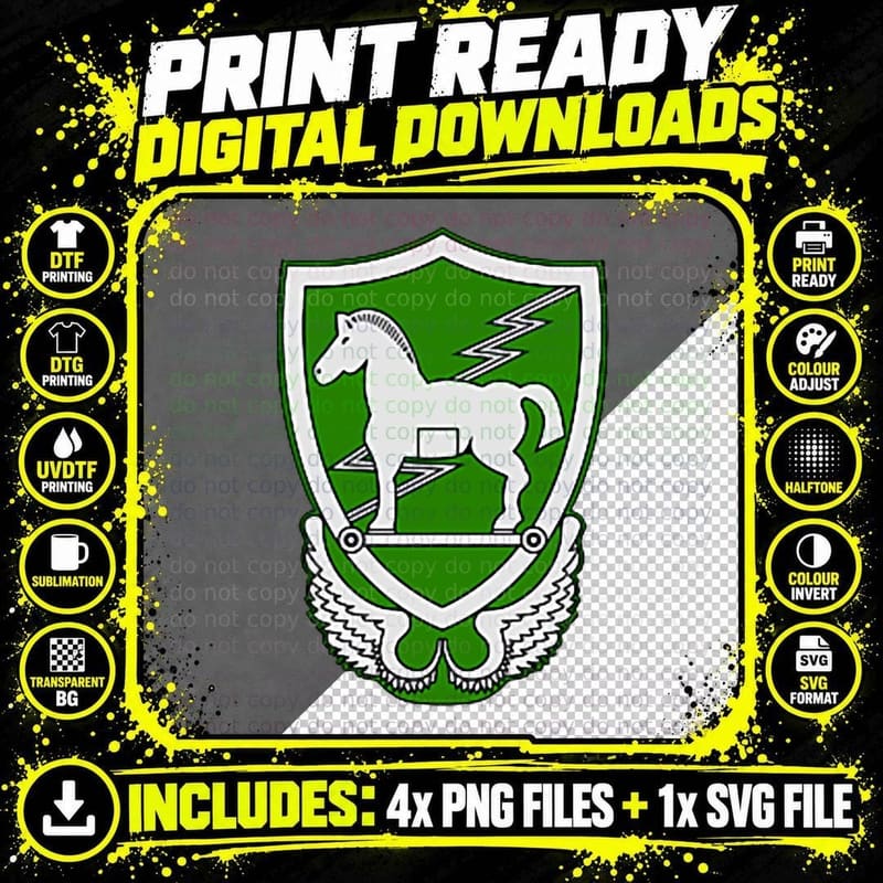US Army 10th Special Forces Group Trojan Horse Badge Png SVG Digital Bundle