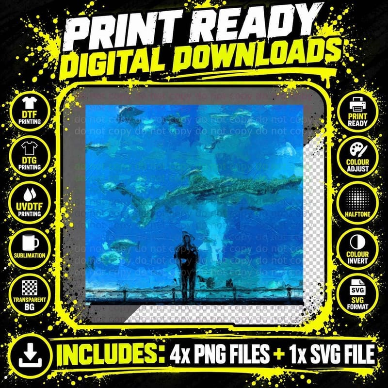 Underwater Shark T-Shirt, Ocean Life Print Png SVG Digital Bundle