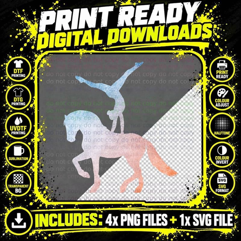 Vaulting Equestrian Sport - Horse T-Shirt Png SVG Digital Bundle