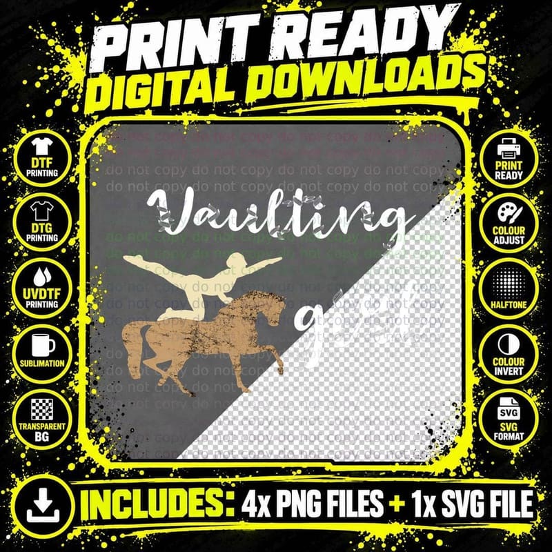 Vaulting Girl Equestrian Horse Riding Horseback Png SVG Digital Bundle