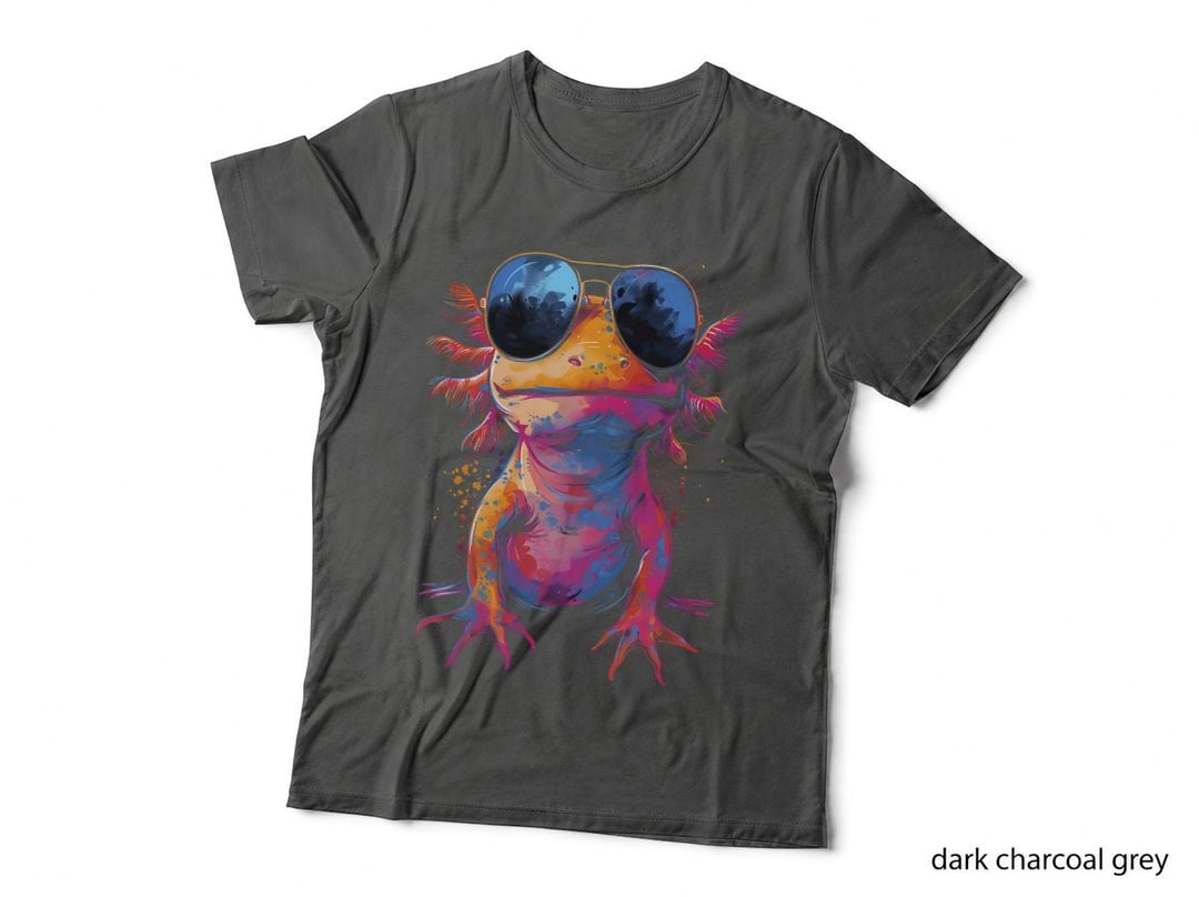 Vintage Colorful Axolotl Art with Sunglass - Cute Axolotl T-Shirt