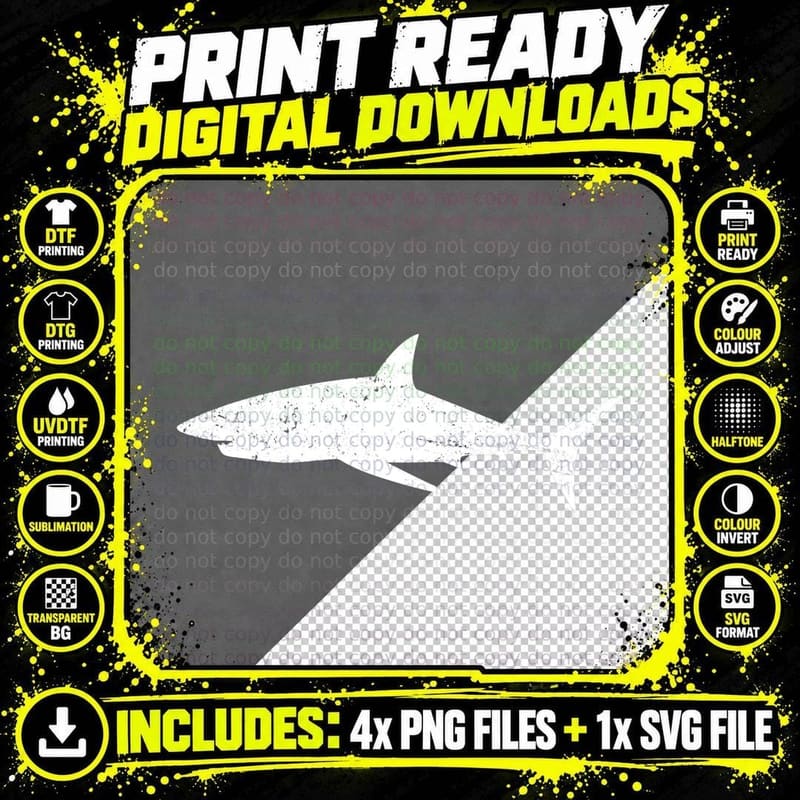 Vintage Distressed Style Mako Shark T-Shirt Png SVG Digital Bundle