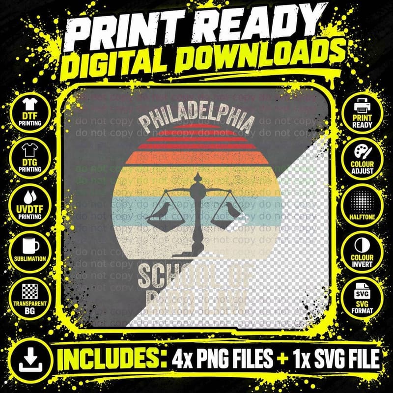 Vintage Retro Philadelphia School of Bird Law Funny Bird Png SVG Digital Bundle