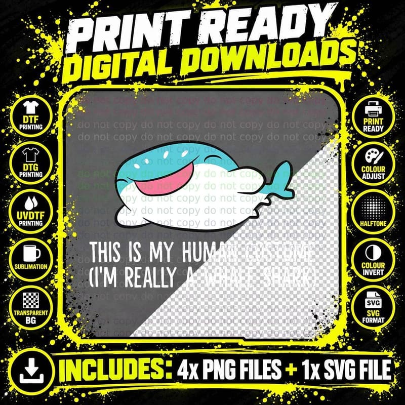 Whale Shark Costume T-Shirt, Funny Animal Costume Png SVG Digital Bundle