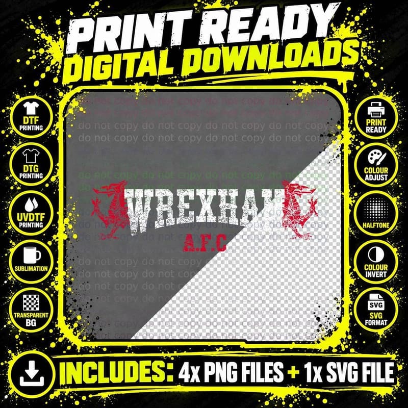 Wrexham Wales Red Dragon Wrecsam Retro Vintage T-Shirt Png SVG Digital Bundle