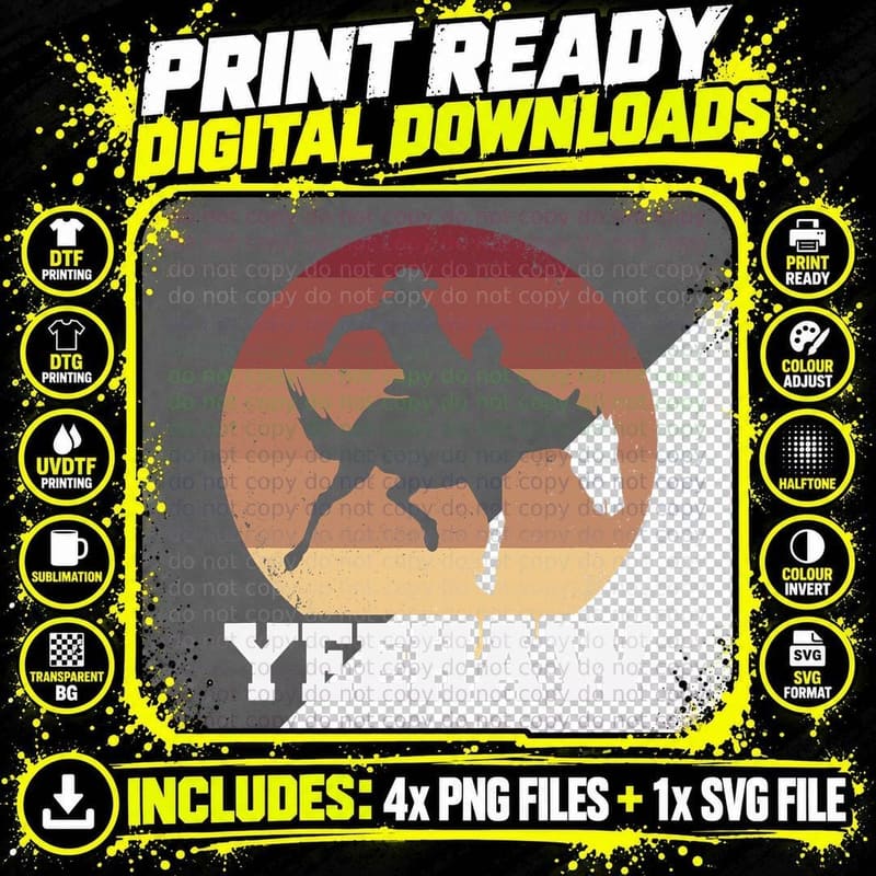 Yeehaw Cowboy Rodeo Horse Country Western T-Shirt Png SVG Digital Bundle