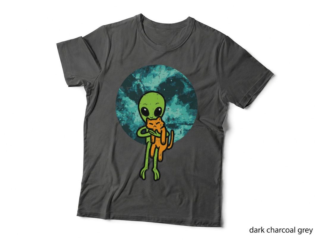 Alien and Cat Funny UFO Space Feline Pet Owner Men Women Kid T-Shirt