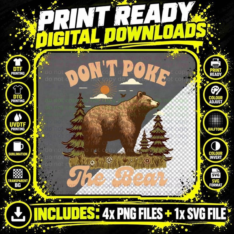 Bear Lover Wild Animal Zoologist Mama Bear Don't Poke Png SVG Digital Bundle