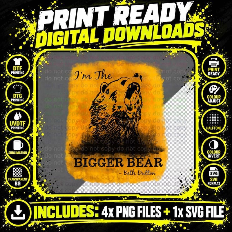 Bigger Bear Beth Dutton Montana T-Shirt Png SVG Digital Bundle