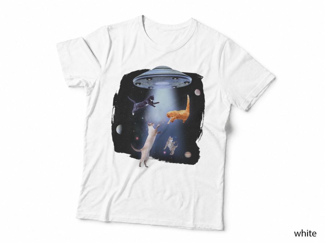 Cat Ufo Galaxy Alien Funny Cat Motif for Men Woman Kids, Pet Lover T-Shirt