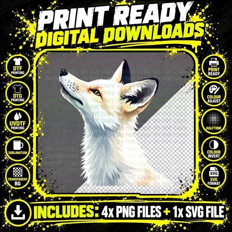 Cool Colors Arctic Fox T-Shirt Png SVG Digital Bundle