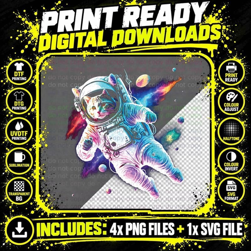 Cosmic Space Cat Astronaut Catstronaut Cat Lovers Png SVG Digital Bundle