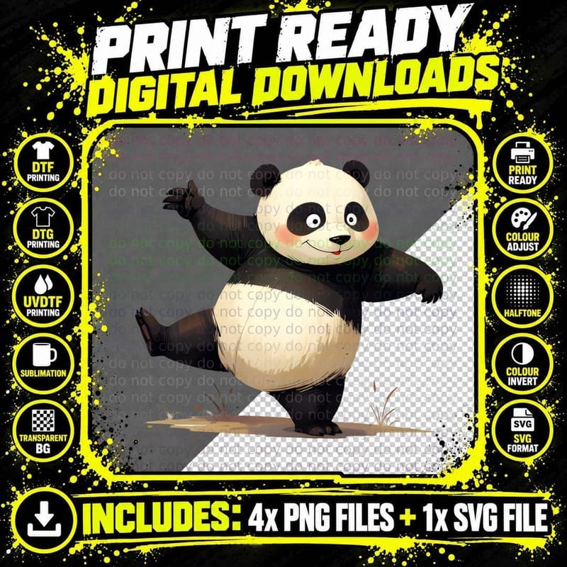 Cute Cartoon Panda Bear Rosy Cheeks Whimsical Playful Png SVG Digital Bundle