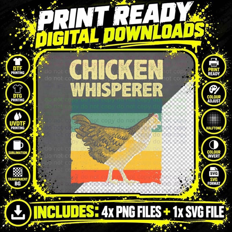 Cute Chicken Whisperer for Men Women Chicken Farmer Png SVG Digital Bundle