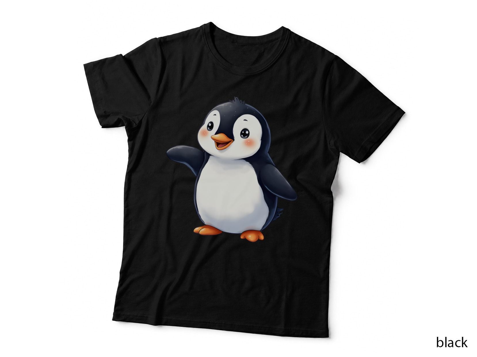 Cute Happy Penguin Rosy Cheeks Fluffy Bird T-Shirt