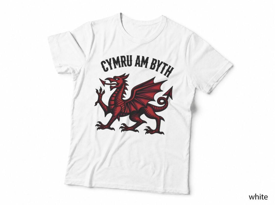 Cymru Am Byth Celtic Ancestry Vintage Dragon Tee, Wales Heritage Flag T-Shirt