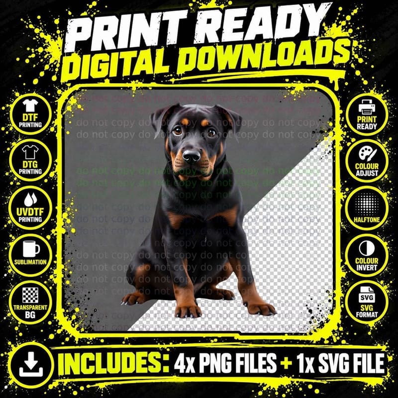 Doberman Pinscher Puppy Black and Tan Dog Lover T-Shirt Png SVG Digital Bundle