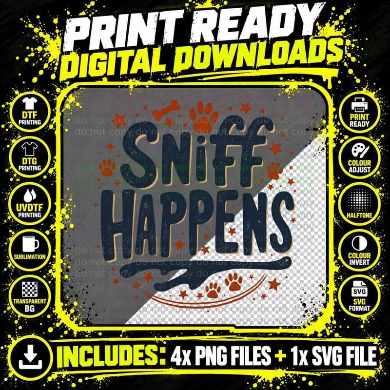 Dog Party Shirt, Sniff Happens, Funny Png SVG Digital Bundle