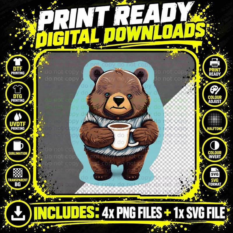 Don't Dare Poke the Bear Before Coffee Grumpy Morning Png SVG Digital Bundle