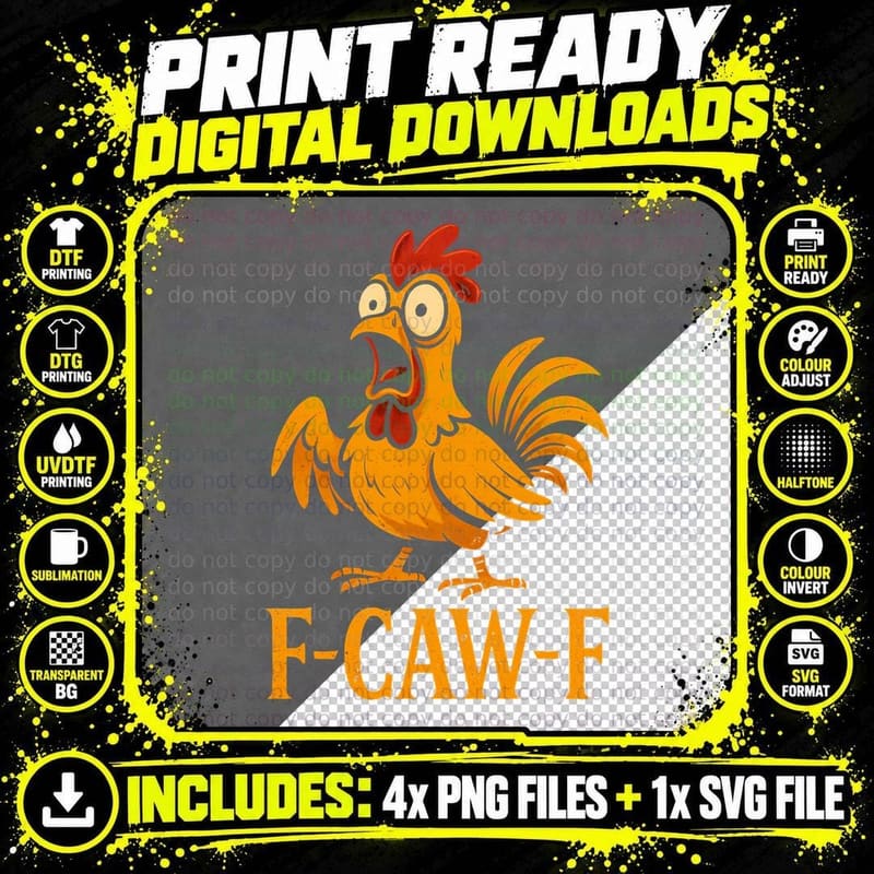 F-Caw-F Funny Chicken Farm Humor Chicken Meme Chicken Png SVG Digital Bundle