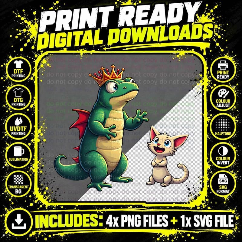 Frog Princess with Cat T-Shirt Png SVG Digital Bundle