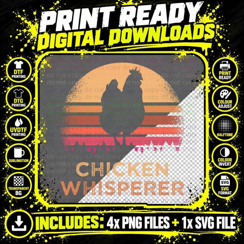 Funny Chicken Whisperer Farmer Quote Chicken Lover Gift Png SVG Digital Bundle